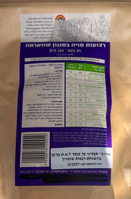 נתחי שווארמה 0% בשר 50 גר חלבון 220 גר